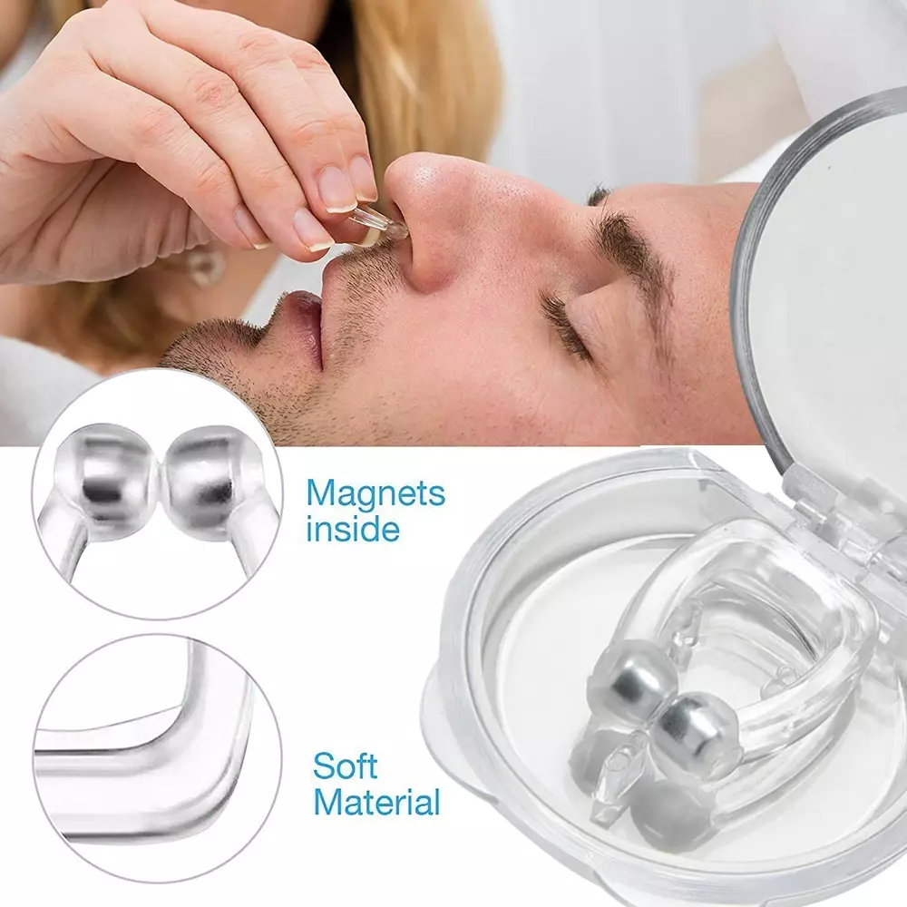 Anti Ronflement Noseclip, Clip de nez en silicone magnétique, Prévenir l'apnée intermittente, améliore la respiration
